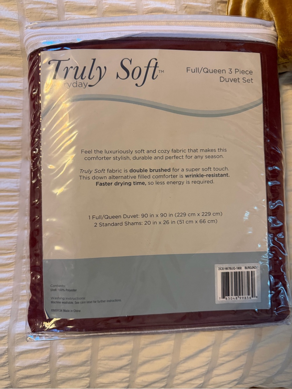Truly Soft Everyday Full/Queen Duvet Cover in Burgundy - Picture 2 of 3